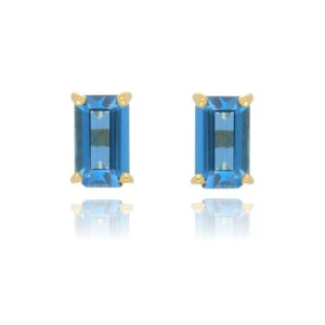 9ct Yellow Gold 0.70ct London Blue Topaz Stud Earrings - Picture 1 of 1