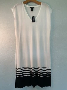 White House Black Market NWT Women Medium Deep V Maxi Tabard Dress / Cover Up - Picture 1 of 9