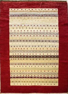 Alfombra de área multicolor Rugstc 5x8 Gabbeh, genuina anudada a mano, pila de lana - Imagen 1 de 5