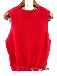 TALBOTS SZ XL 100% Cotton Men's Red V-Neck Thin Knit Sweater Vest Pullover - Picture 1 of 8