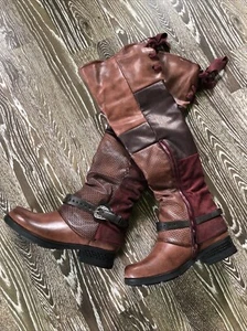 Stiefel Overknee Gr. 37 braun-rot Neu!!! - Bild 1 von 5
