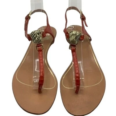 DOLCE VITA Orange Croc Print T-Strap Sandal Size 7 - Image 1 of 4