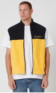 Rusty Size M Mens Tasty Ice Polar Fleece Zip Vest Yellow and Navy - Picture 1 of 6