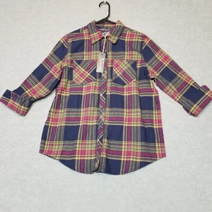 Natural Reflections Flannel Shirt Womens Small Plaid Long Sleeve Button NWT - Picture 1 of 9