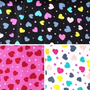 Polycotton Fabric Love Hearts Spot Polka Dot Valentines Heart Romance - Picture 1 of 3