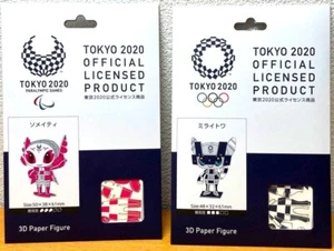 Juego de 2 figuras montadas en papel Miraitowa y Someity de Tokio Olympic 2020 Japón - Imagen 1 de 6