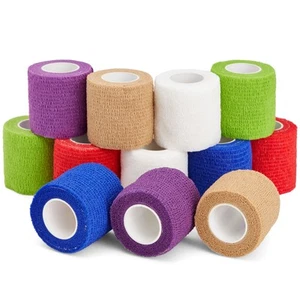 12 Pack Self Adherent Bandage Wrap Cohesive Tape for People, Pets, 2" x 6 Yards - Picture 1 of 10