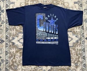 VTG 90s Dallas Cowboys NFL Graphic T Shirt Starter 1992 Eastern Champs Sz XL - Picture 1 of 13