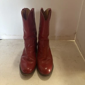 Justin Women's Vintage Red Leather Western Cowboy Roper Boots L3055 Size 6 1/2B - Picture 1 of 7