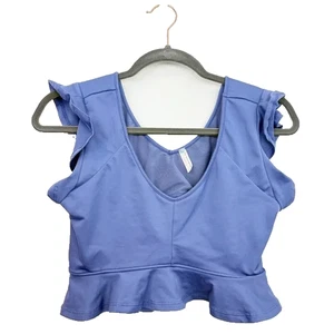 Free People FP Movement Virgo Performance Yoga Crop Top Purple Ruffle Size M - Picture 1 of 7