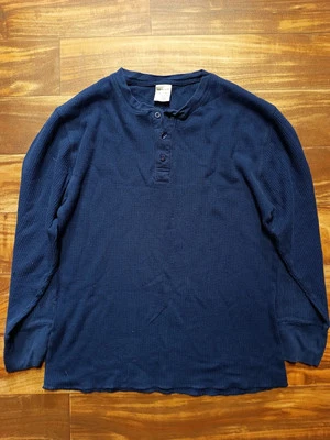 Joe Boxer T Shirt Womens XL Blue Henley Pullover Thermal Waffle Knit Base Layer Foto 1 de 3