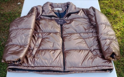 Chaqueta acolchada metálica talla grande Ava & Viv para mujer - marrón brillante - 1X, nueva Foto 1 de 4