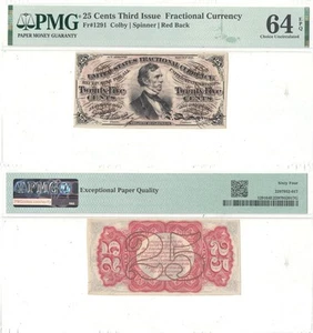 25 Cent 3rd Issue Fractional Currency Fr-1291 PMG Choice CU-64 EPQ - Picture 1 of 1