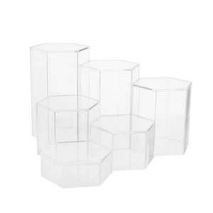 Red Co. Crystal Clear Hexagonal Acrylic Jewelry Figure Showcase Display Riser... - Picture 1 of 4