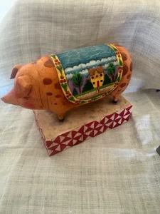 2003 Enesco Heartwood Creek Jim Shore 117142 Country Heritage Pig Quilt Figurine - Picture 1 of 6