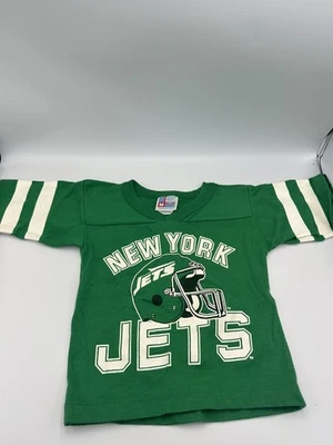 Camisa Jersey Vintage Puntada Única New York Jets NIÑOS EE. UU. Manga Timbre Foto 1 de 4