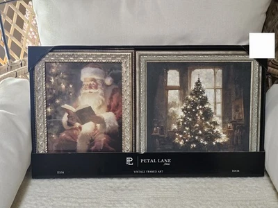 Nuevo con etiquetas Arte de pared de Navidad Petal Lane nuevo lanzamiento nuevo, Santa, árbol de Navidad enmarcado Foto 1 de 3