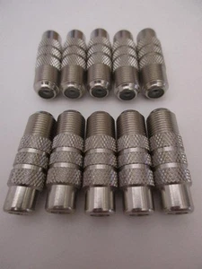 10 Pcs F Female to RCA Female RF Coaxial Antenna Adapter DLS-8023 NOS - Zdjęcie 1 z 1
