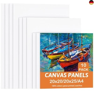 Leinwand zum Bemalen Set Aus 100% Baumwolle (10 Stück) Vorgespannte Weiße K - Bild 1 von 8