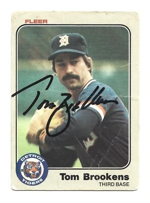 Cartão de beisebol autografado Tom Brookens Poor Detroit Tigers 1983 Fleer #327 - Imagem 1 de 2