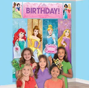 DISNEY PRINCESS Scene Setter HAPPY BIRTHDAY party wall BACKDROP Ariel w12 props - Picture 1 of 4