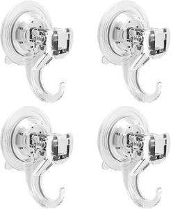 Hooks 4 Pack, Clear Wreath Hanger Heavy Duty Window Suction Cups with - Picture 1 of 9
