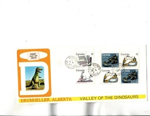 Sc#748 to 751   FDC DRUMHELLER,AB-Valley of  the DINOSAURS  cachet - Picture 1 of 2