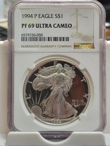 1994-P AMERICAN SILVER EAGLE PROOF GRADED NGC PF 69 ULTRA CAMEO KEY DATE - Picture 1 of 2