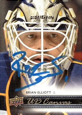 Brian Elliott - Signed 2014-15 Upper Deck Series 1 Canvas Card #C72 - Blues - Image 1 of 2