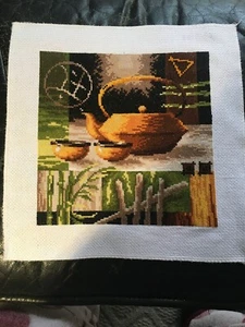 Kreuzstichstickerei "Tea Time". Design #2. 11"x11". Neu. Ready To Frame - Bild 1 von 2