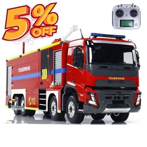 1/14 RC Fire Truck 8x4 Feuerwehrfahrzeuge Firefighting LKW Licht Sound I6S Radio - Picture 1 of 18