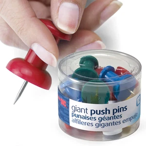 Officemate Giant Push Pins 1.5 Inch, Assorted Colors, Tub of 12 (92902) Numbe... - Picture 1 of 11