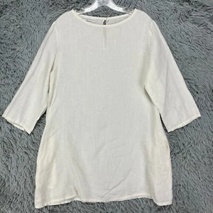 Top túnica Bryn Walker para mujer S blanco 100 % lino Laganlook bolsillos de playa - Imagen 1 de 12
