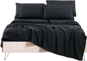 Ausverkauf - Full Size Bettwäsche Set einfarbig schwarz - 15" tief zum niedrigsten Preis aller Zeiten - Bild 1 von 5