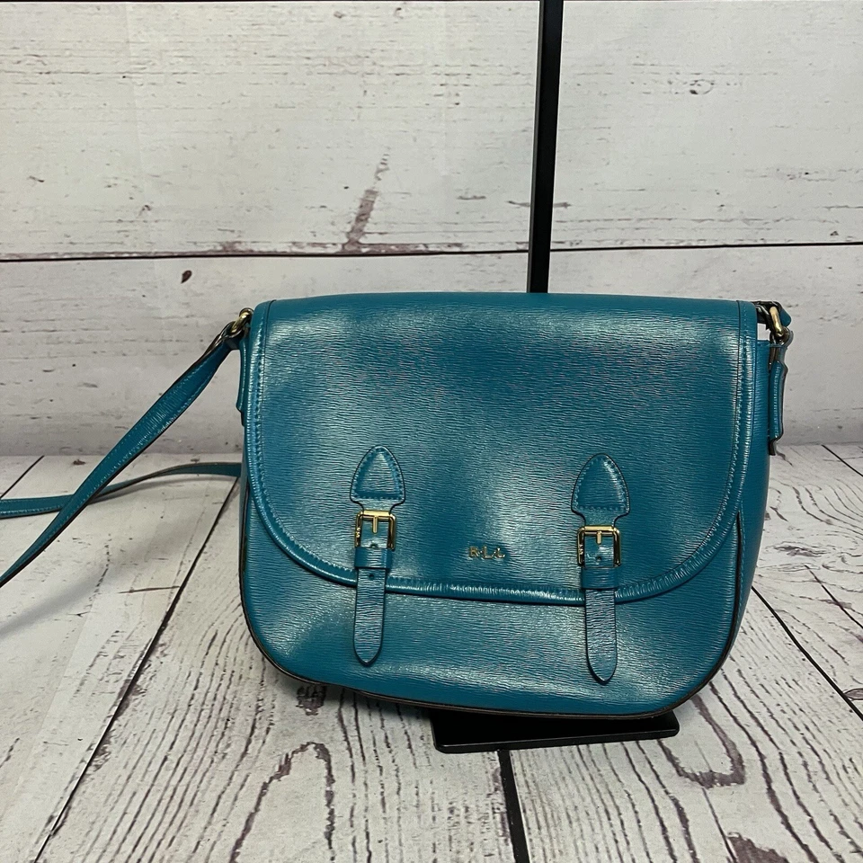 Bolsa tiracolo Ralph Lauren Collection couro azul Tate bolsa carteiro - Imagem 1 de 4