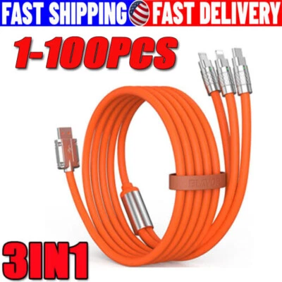 3in1 Fast Charging Cable Cell Phone Charger Cord For Phone Type C Micro USB LOT - Image 1 of 4