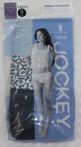 New 3pk JOCKEY covered waistband 100% cotton BIKINI NAVY light blue WHITE VINES - Picture 1 of 5