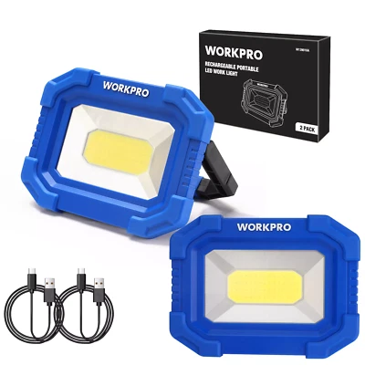 2PC 2000LM Rechargeable LED Work Light Magnetic Work Light Stand COB Flood Light - Image 1 of 4