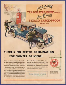 Olio motore pompa gas benzina vintage 1932 TEXACO Fire-Chief Stampa annuncio - Foto 1 di 1