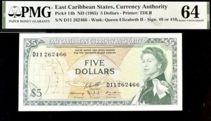 East Caribbean States $5 Pick# 14h ND (1965) PMG 64 UNC EZ3 - Picture 1 of 3