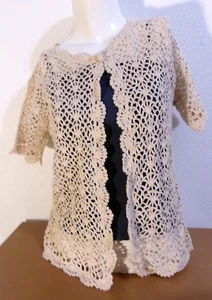 SZ. SMALL-MADISON LEIGH ECRU/BEIGE CLASSY WOMEN’S CARDIGAN-JACKET L@@K!! - Picture 1 of 5