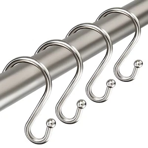 Shower Curtain Hooks Rings Stainless Steel S Shaped Shower Hooks Rust Proof Show - Picture 1 of 7