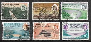RHODESIA & NYASALAND, 1960, APERTURA DI KARIBA, 3d-5/-, SET DA FINE A BUONO USATO 6 - Foto 1 di 1