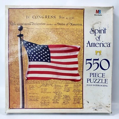 Milton Bradley Vintage Jigsaw Puzzle 550 Pc Spirit of America. Complete! 18x24" - Image 1 of 4