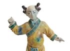 19th c Chinese Polychrome Stucco Roof Figure Youthful character, in yellow robe 