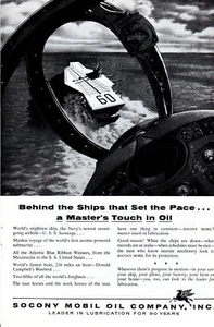 Anuncio impreso vintage Gas Oil 1956 Socony Mobil Oil Navy Ship EE. UU. Saratoga Pace - Imagen 1 de 2