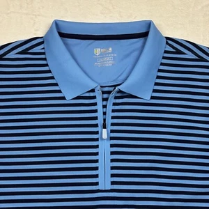 Rule 18 Bobby Jones Golf Polo Shirt Mens XL Blue Striped X-H2O Zip Performance - Picture 1 of 12