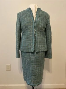 Lafayette 148 New York Skirt Suit Women’s 12 w/ POCKETS Tweed Wool Blend VTG - Picture 1 of 8