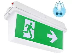 LED Akku Notleuchte IP65 Notbeleuchtung Exit Notausgang Fluchtwegleuchte - Bild 1 von 5