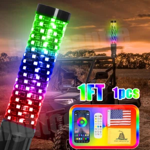 Para Can Am X3 ATV UTV 1.8" Grueso Par 1FT RGB FAT LED Luz Látigo Antena Espiral - Imagen 1 de 15